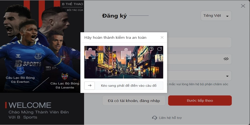 Thực hiện đăng ký theo hướng dẫn trong giao diện