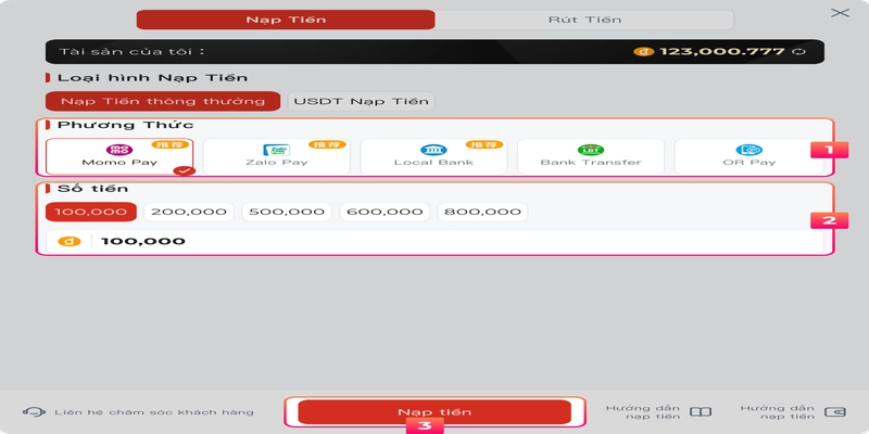 Cách nạp tiền vào Bsports thông qua ví Momo