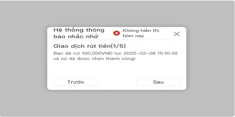 Hệ thống thông báo chi tiết giao dịch thành công
