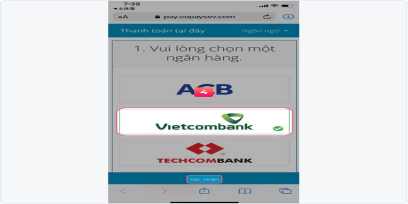 Bước tiếp theo nạp tiền bằng QR