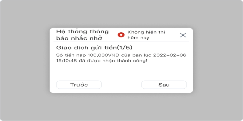 Hệ thống báo nạp tiền thành công